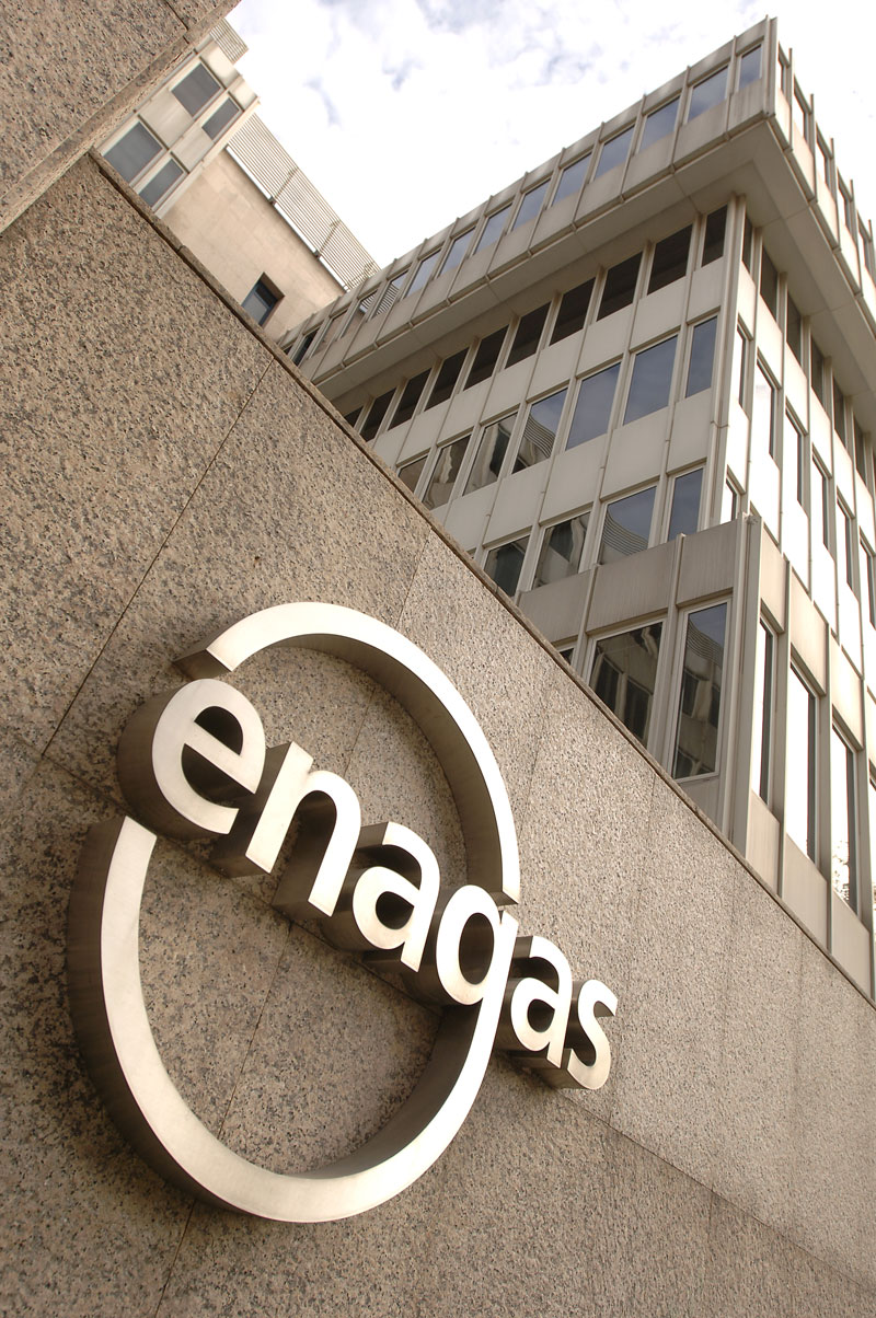 Logo in Enagás headquarters in Madrid